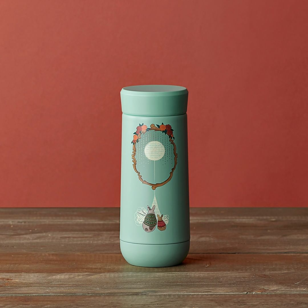 Starbucks Bunnies Knitting The Moon Stainless Steel Tumbler