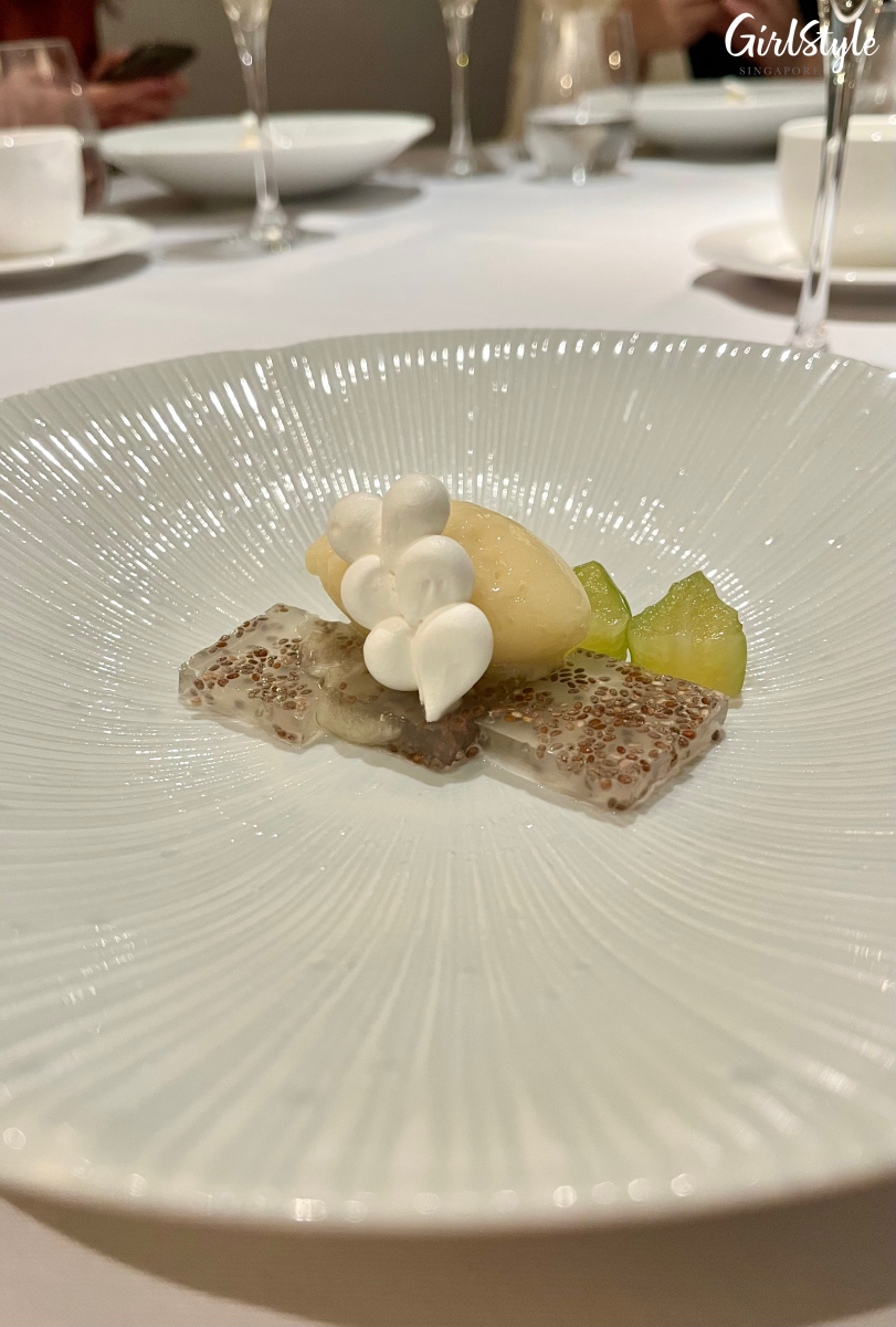 Yuzu meringue and sorbet with French Caviar de Neuvic