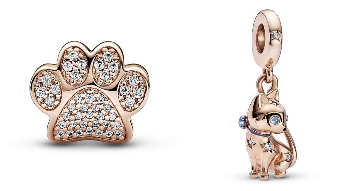 Pandora gold paw print and cat charm in Singapore