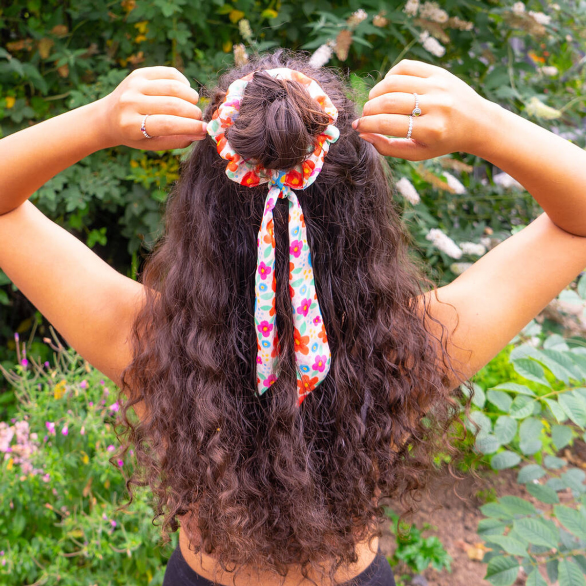 Scarf scrunchie hairstyles