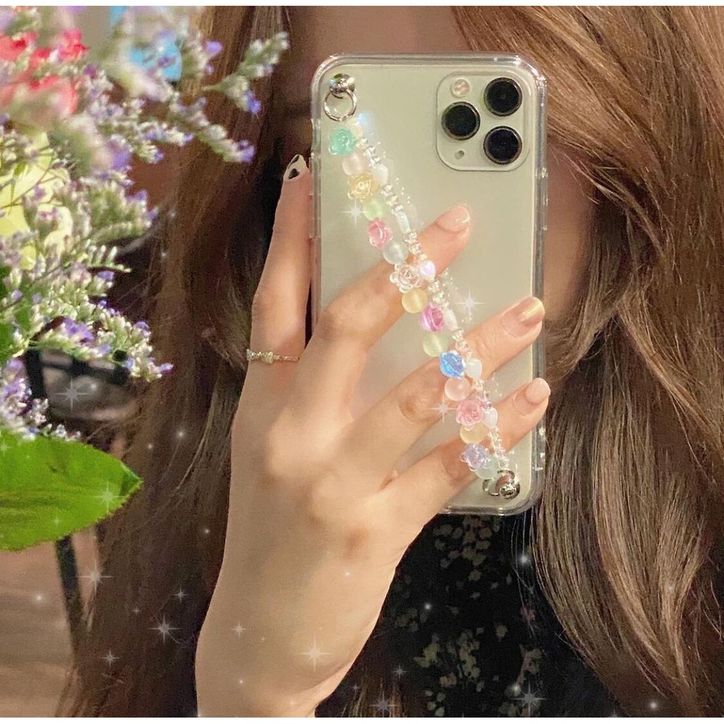Transparent iPhone case with beaded bracelet