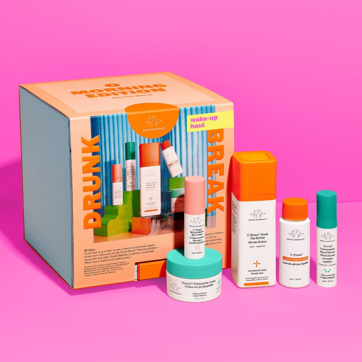 Drunk Elephant Drunk Break™: Wake-Up Haul Day Kit (Limited Edition), $142