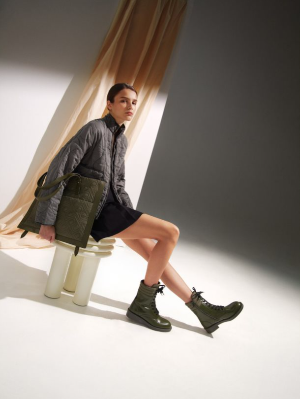 Icon Leather Ankle Boots in Military Green, $149.90, PEDRO