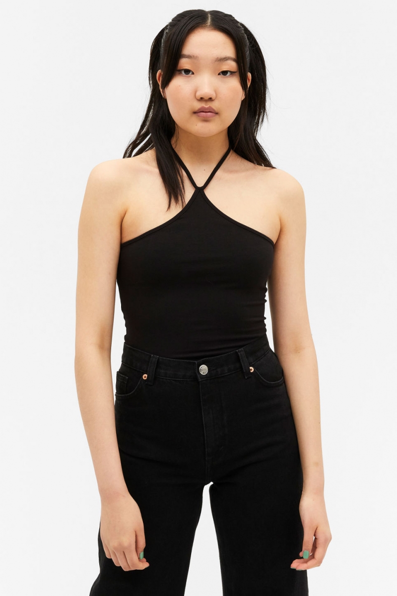 Monki Black Crop Halter Top