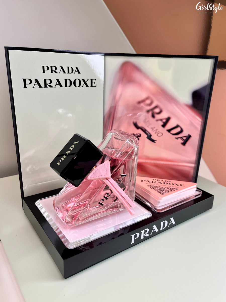 Prada Paradoxe fragrance with pink leather tag