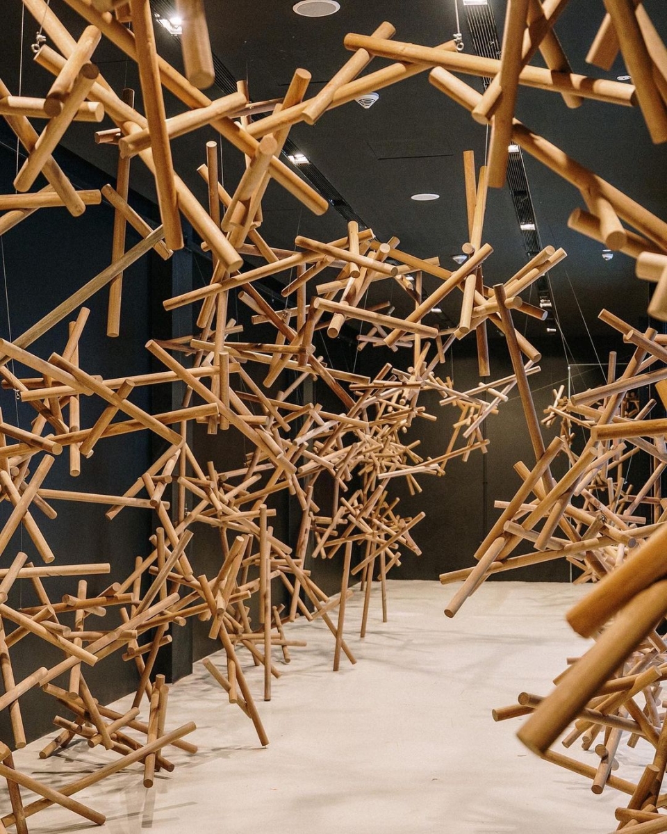 Wooden Haze installation - N*thing is Possible exhibition at National Design Centre