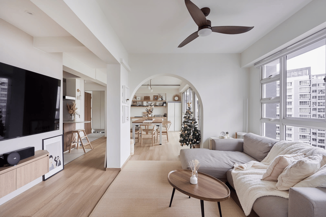 Soothing Open Concept HDB In Punggol By LemonFridge Studio