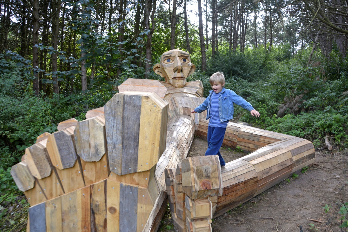 Thomas on the Mountain by Thomas Dambo - giant sculpture at Copenhagen, Denmark