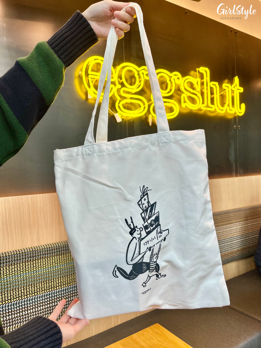 Christmas-inspired Eggslut tote bag