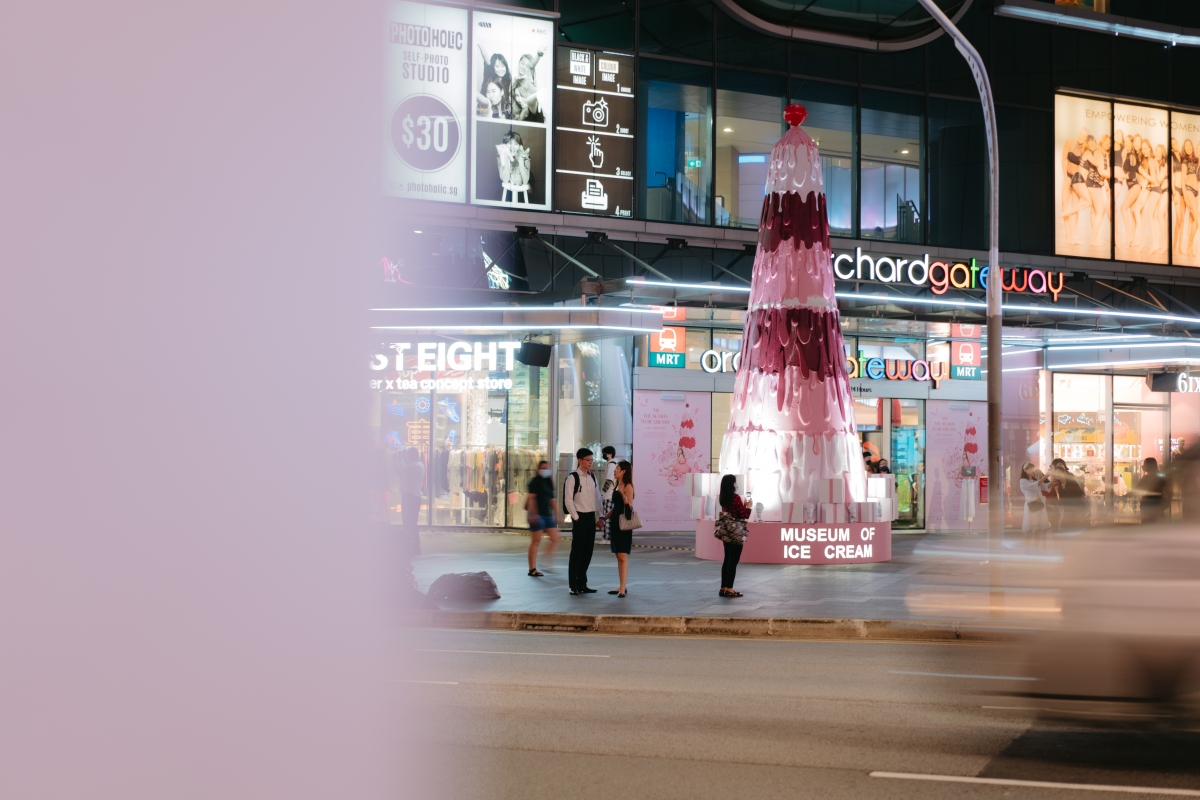 Museum of Ice Cream pink melting Christmas tree at orchardgateway