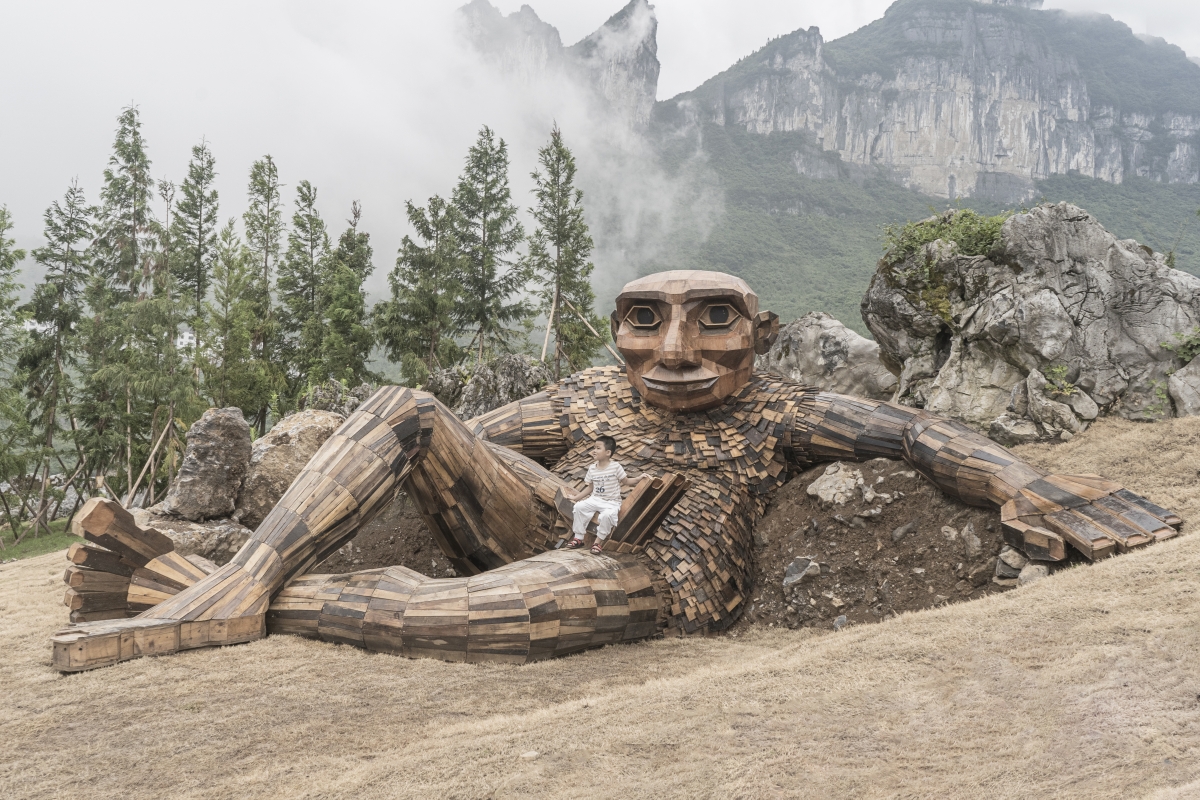 Kjeld by Thomas Dambo - giant sculpture at Wulong, China