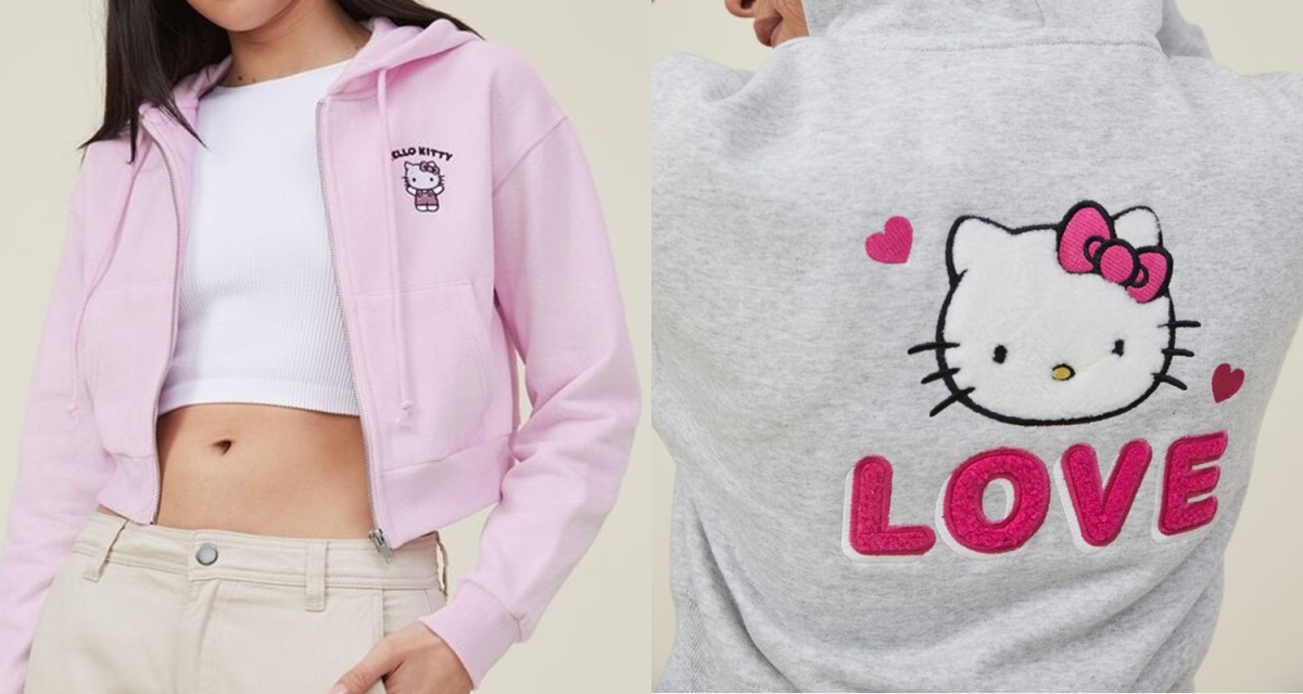 Cotton On Hello Kitty Crop Zip Hoodie in Singapore