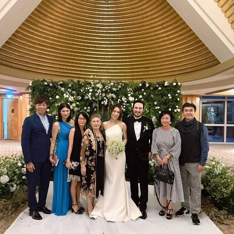 Rebecca Lim with wedding guests