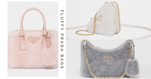 Prada Has New Fluffy Handbags, Bucket Hats, Phone Cases & Slippers In Soft Cosy-Looking Tones