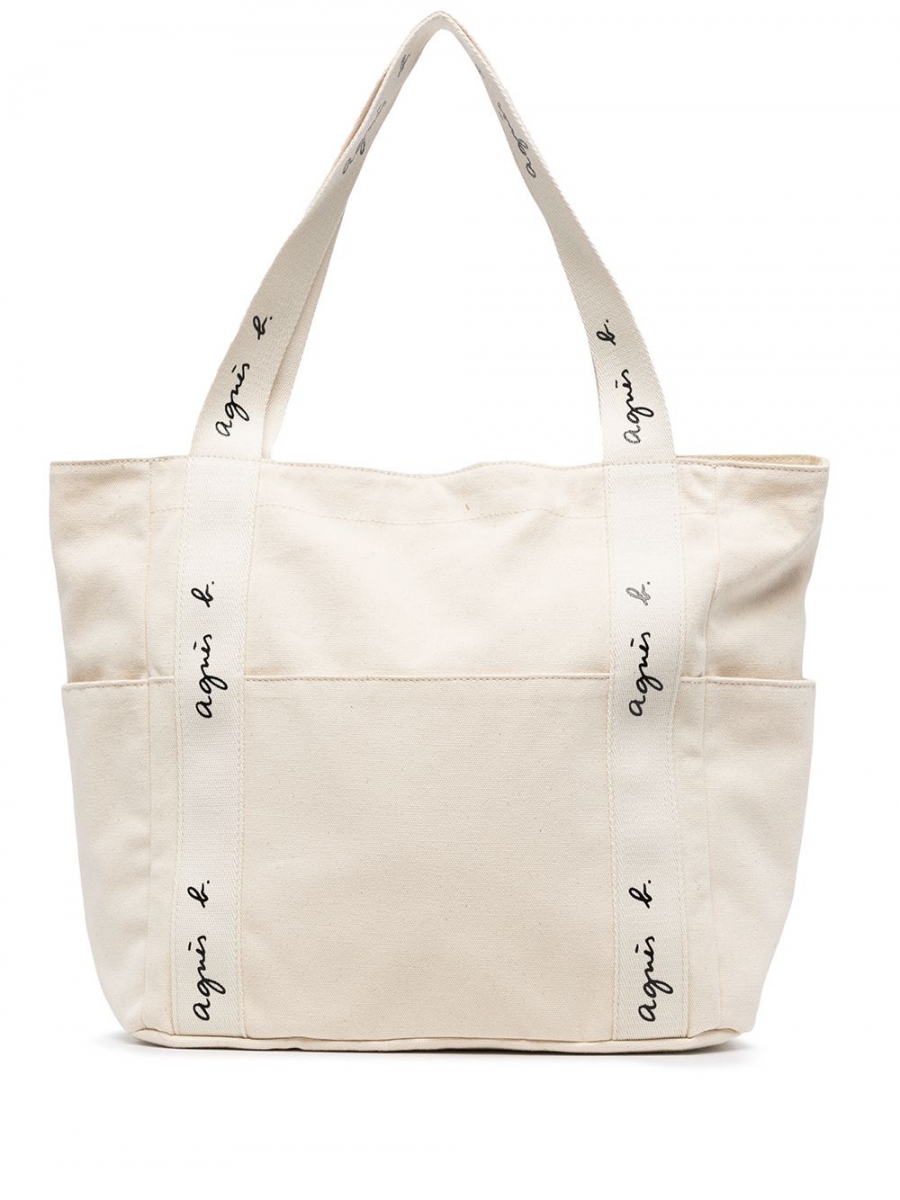 agnès b Logo Strap Shoulder Bag - Off white