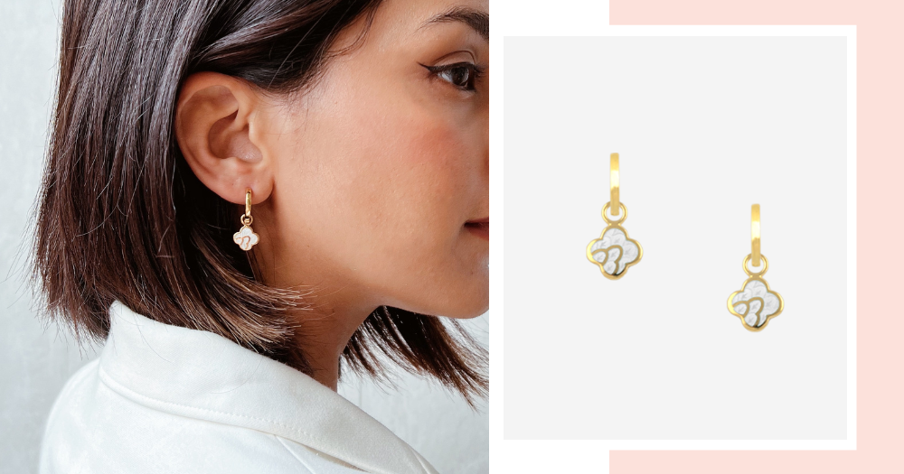 Anelise Earrings with White Enamel (Dangle).