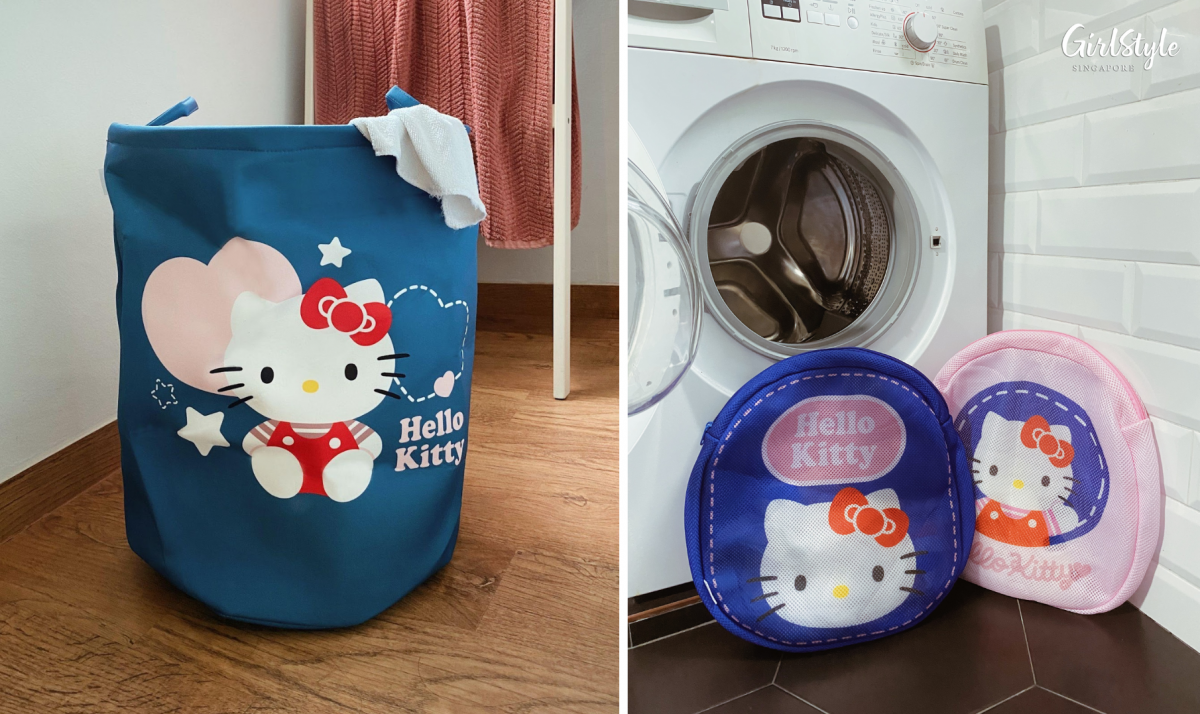 Watsons x Hello Kitty Laundry Basket, $19.90 (left) and Laundry Bag, $15.90 (right)