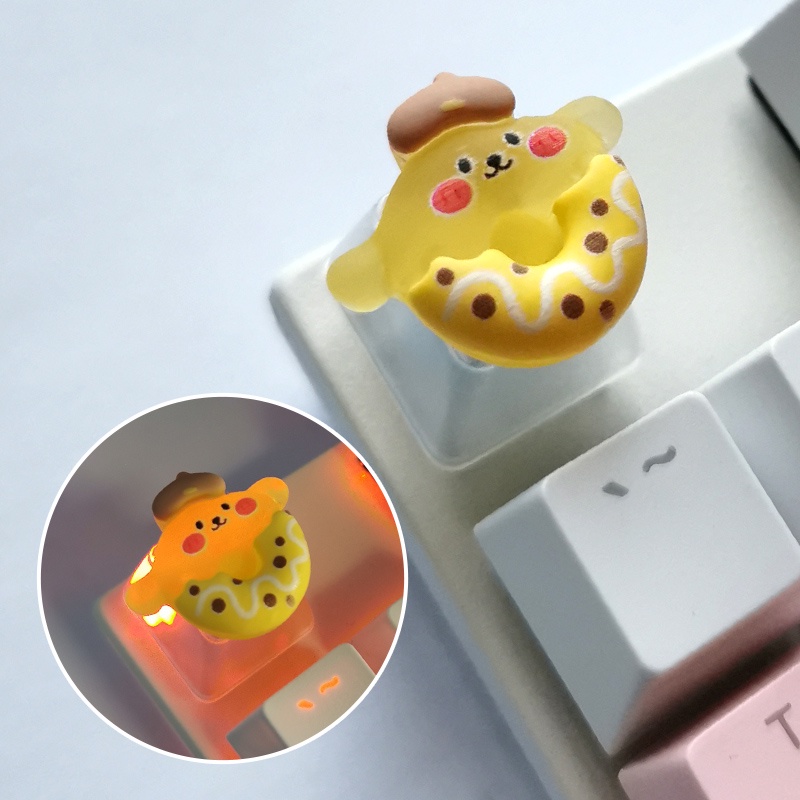 Pompompurin doughnut keyboard key cap