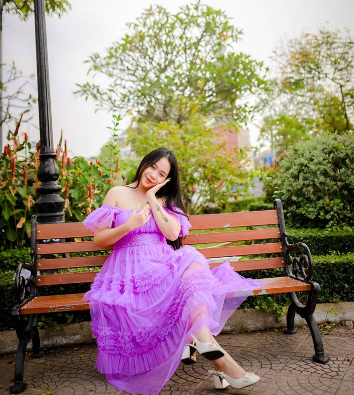 Purple Off-Shoulder Ruffled Dress