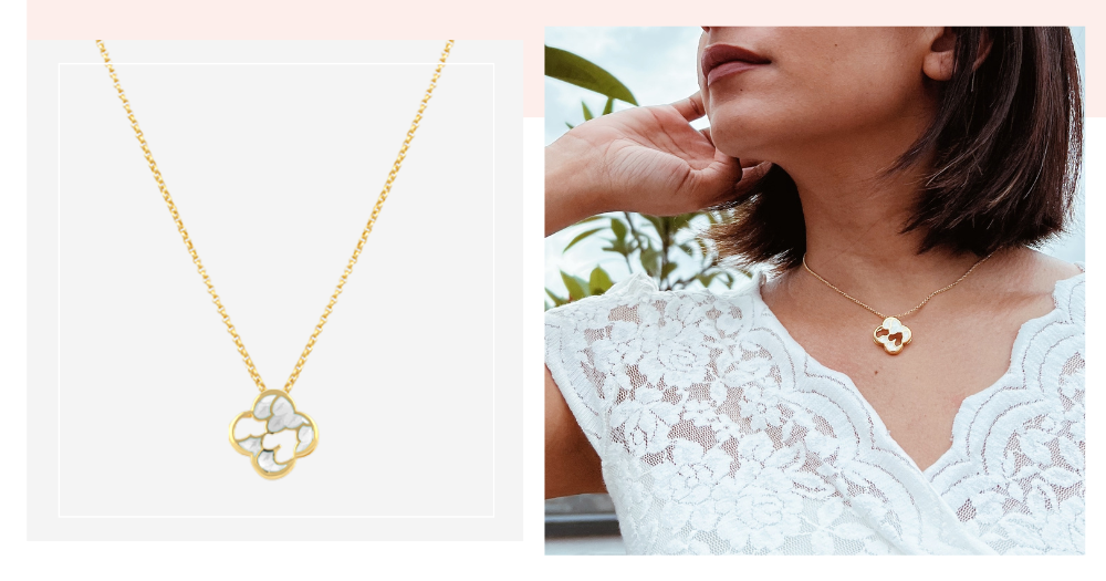 Elise Pendant with White Enamel.