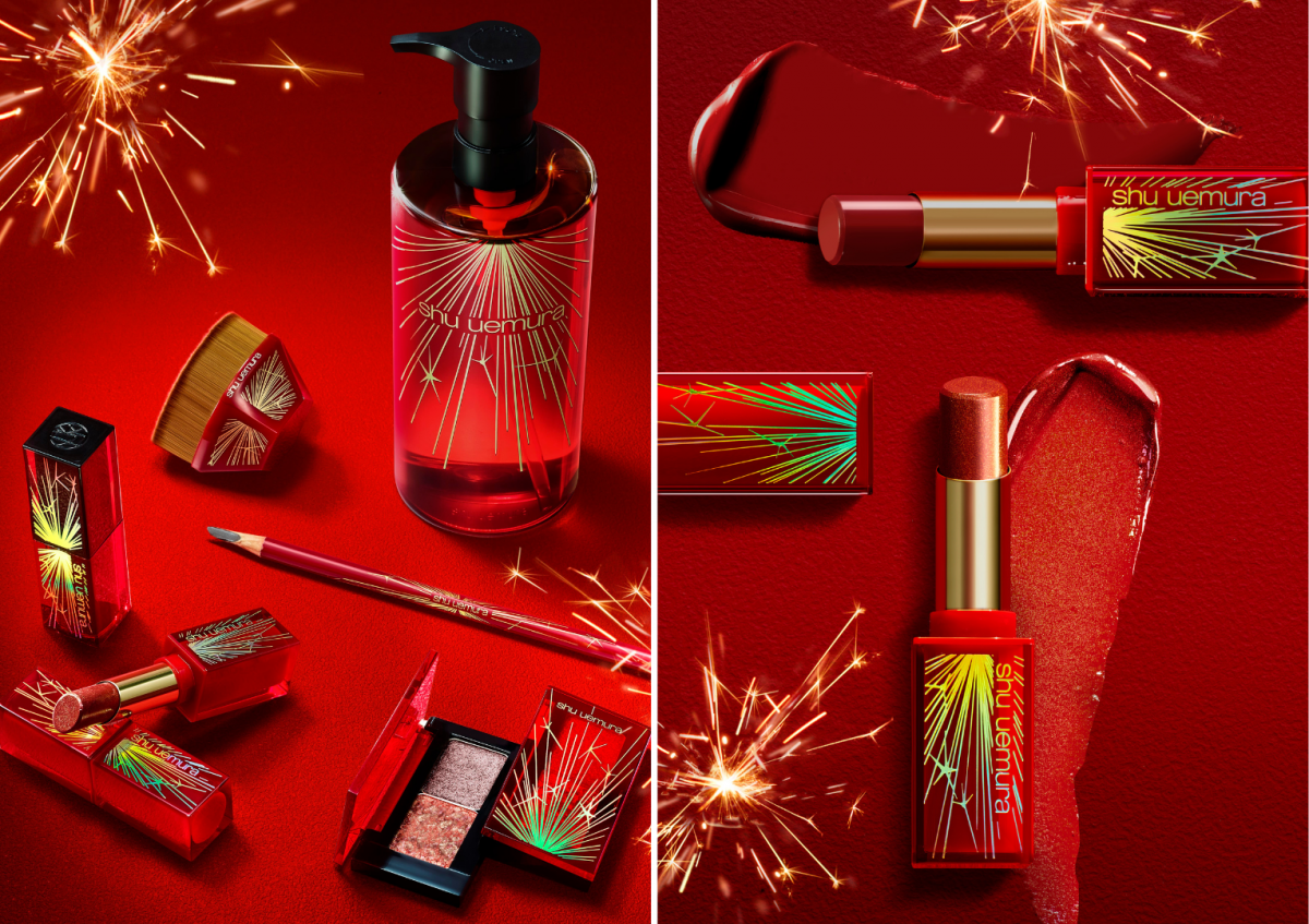 Brimming with bold crimson and gold hues, the new shu uemura Rouge Unlimited Fireworks Sparks collection has everything you need to rock some festive-ready makeup looks this Chinese New Year.