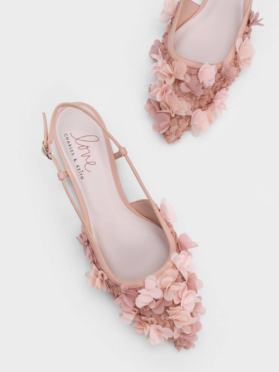 Charles & Keith Floral Mesh Slingback Flats - Valentine's Day 2023