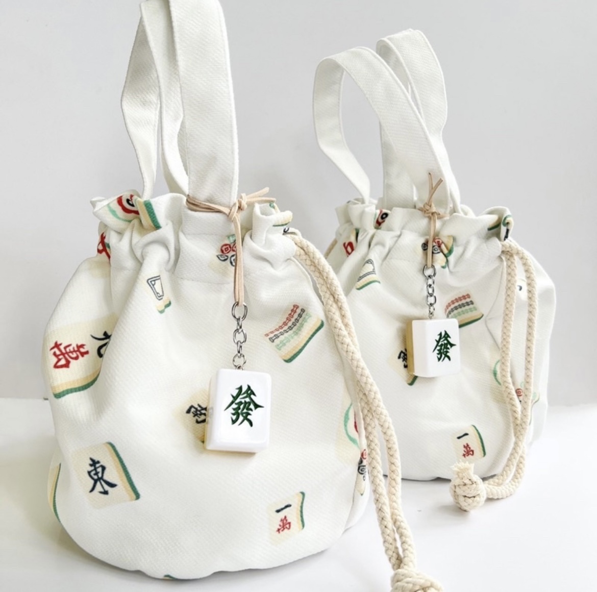 Mahjong Drawstring Bag