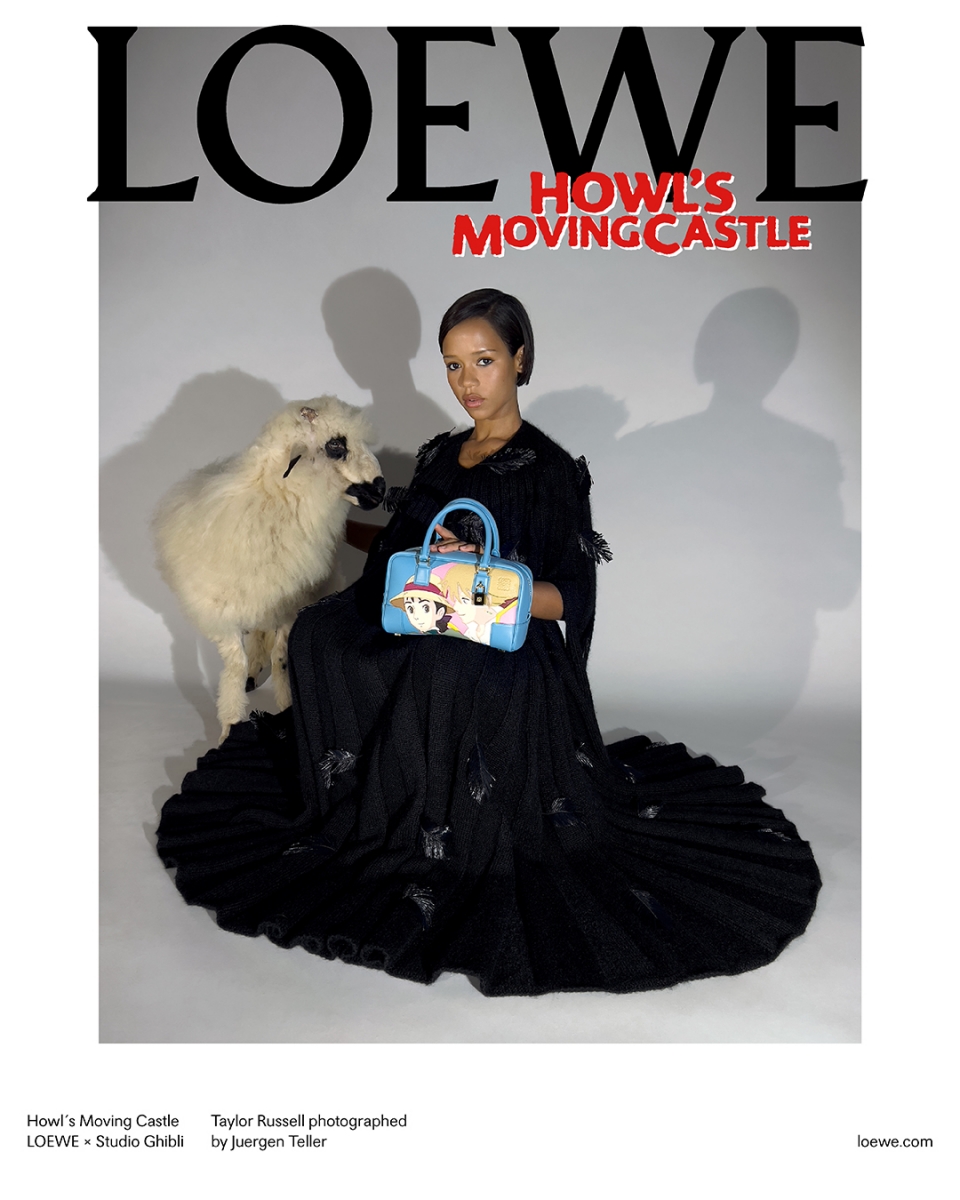 Taylor Russell in the LOEWE x Studio Ghibli Howl’s Moving Castle campaign