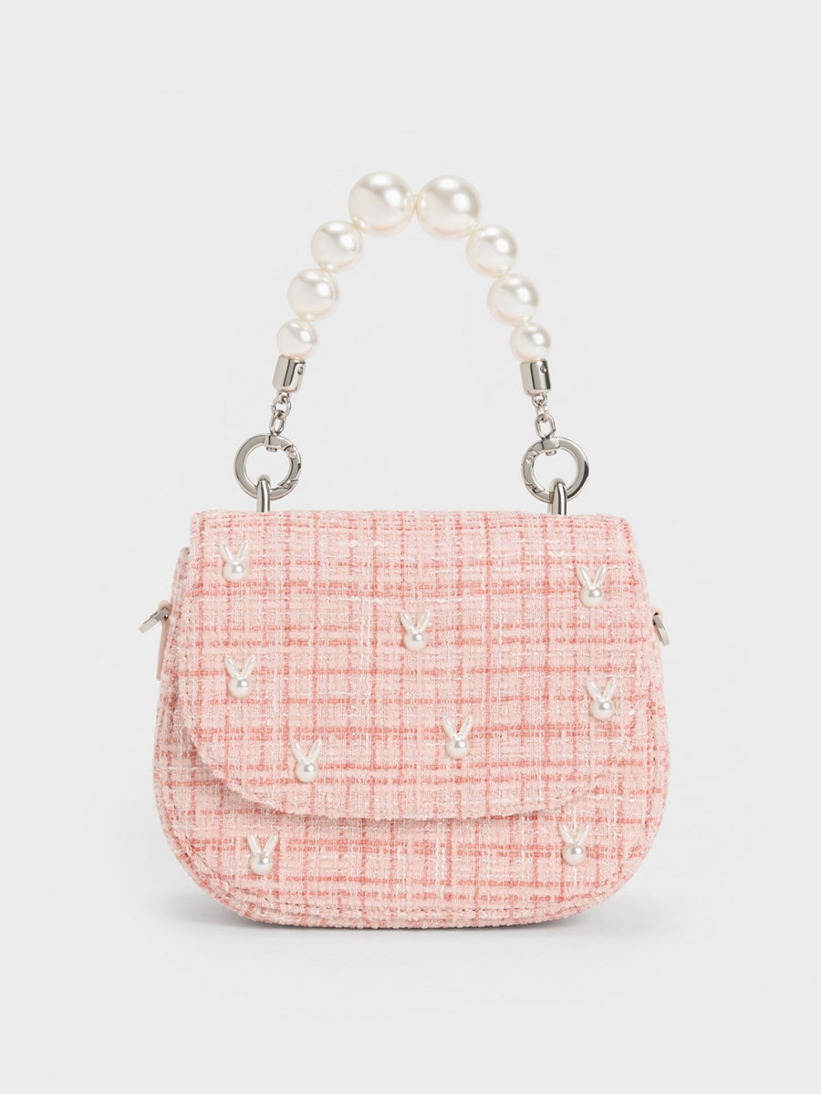 Charles & Keith Bunny Tweed Beaded Handle Bag