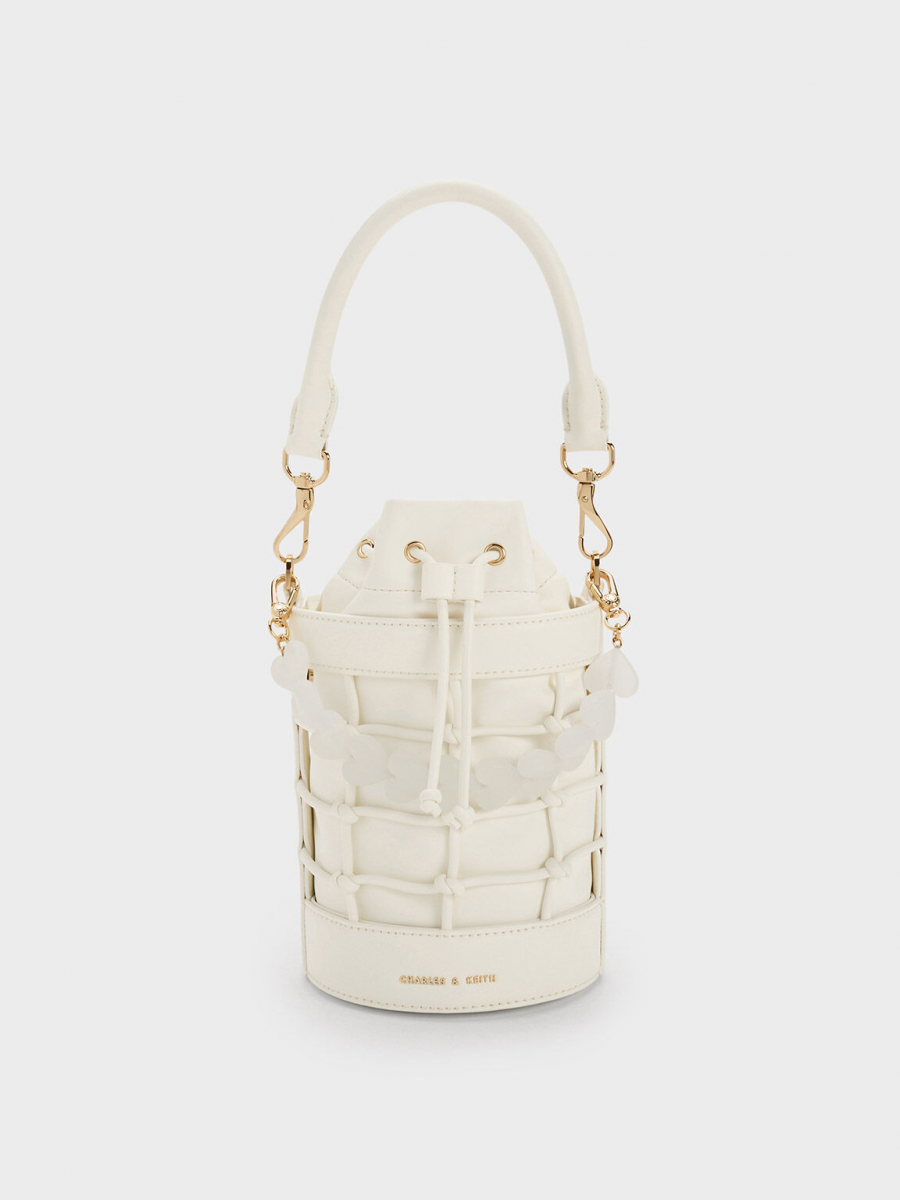 Charles & Keith Heart Motif Caged Bucket Bag - Valentine's Day 2023