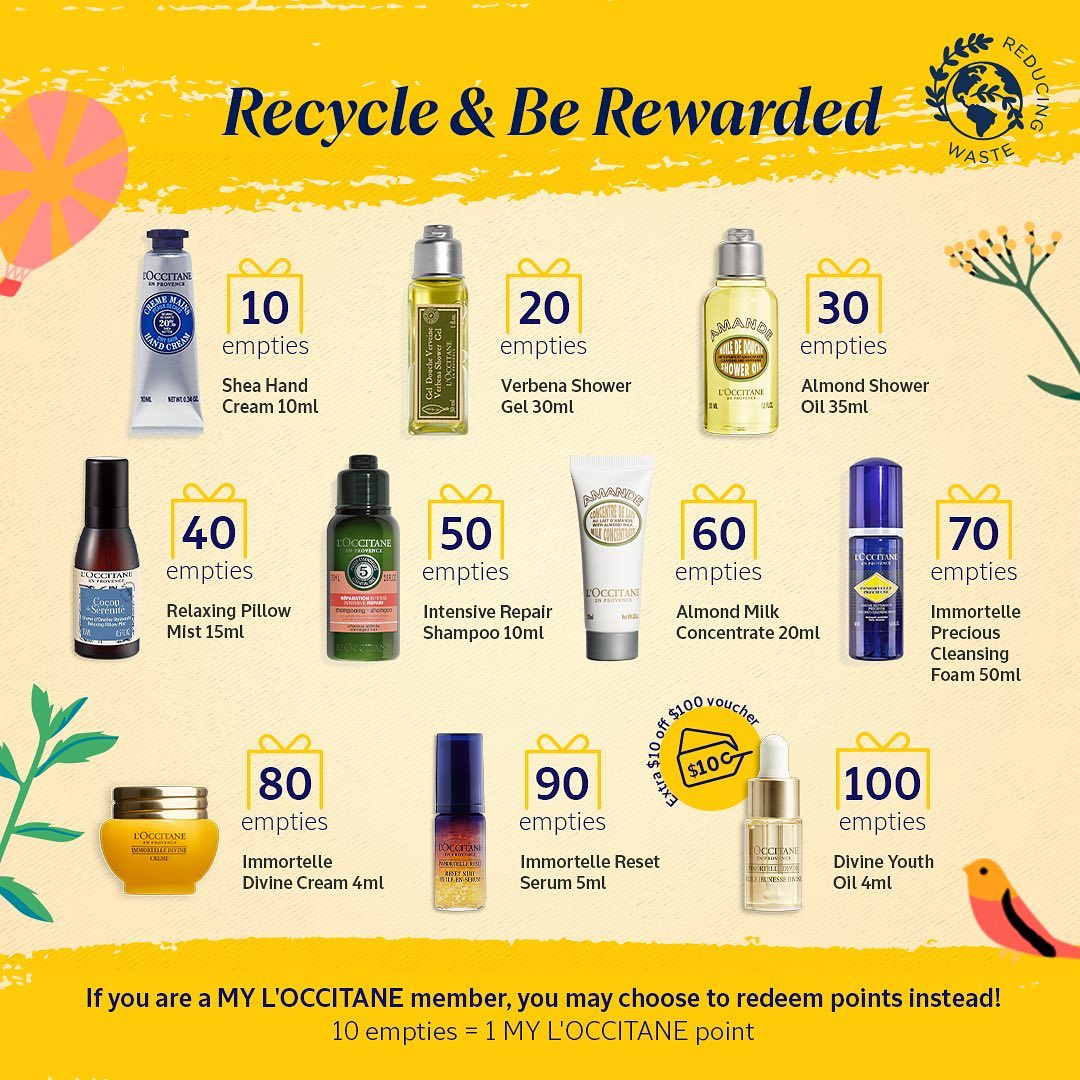 L'OCCITANE recycling program free beauty products