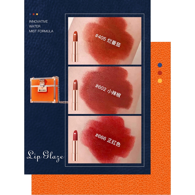 Colour swatches of Hanber Lipstick set