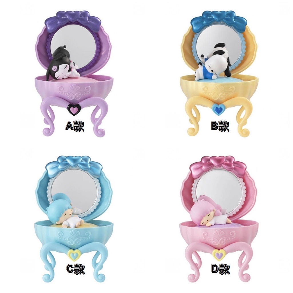 BANDAI Capsule Toy Sanrio Shell Shape Dressing Table Ft. Kuromi, Little Twin Stars, Pochacco