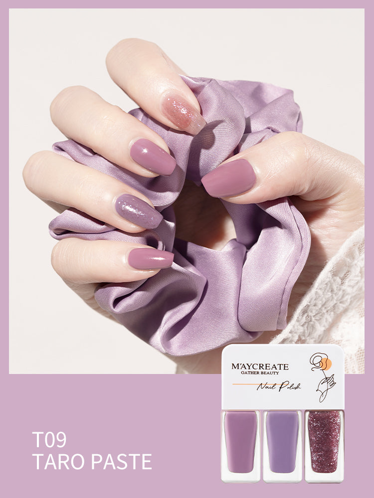 M’aycreate Nail Polish 3-Color Set - Taro Paste