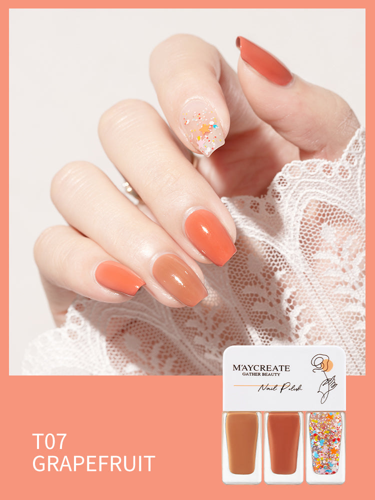 M’aycreate Nail Polish 3-Color Set - Grapefruit