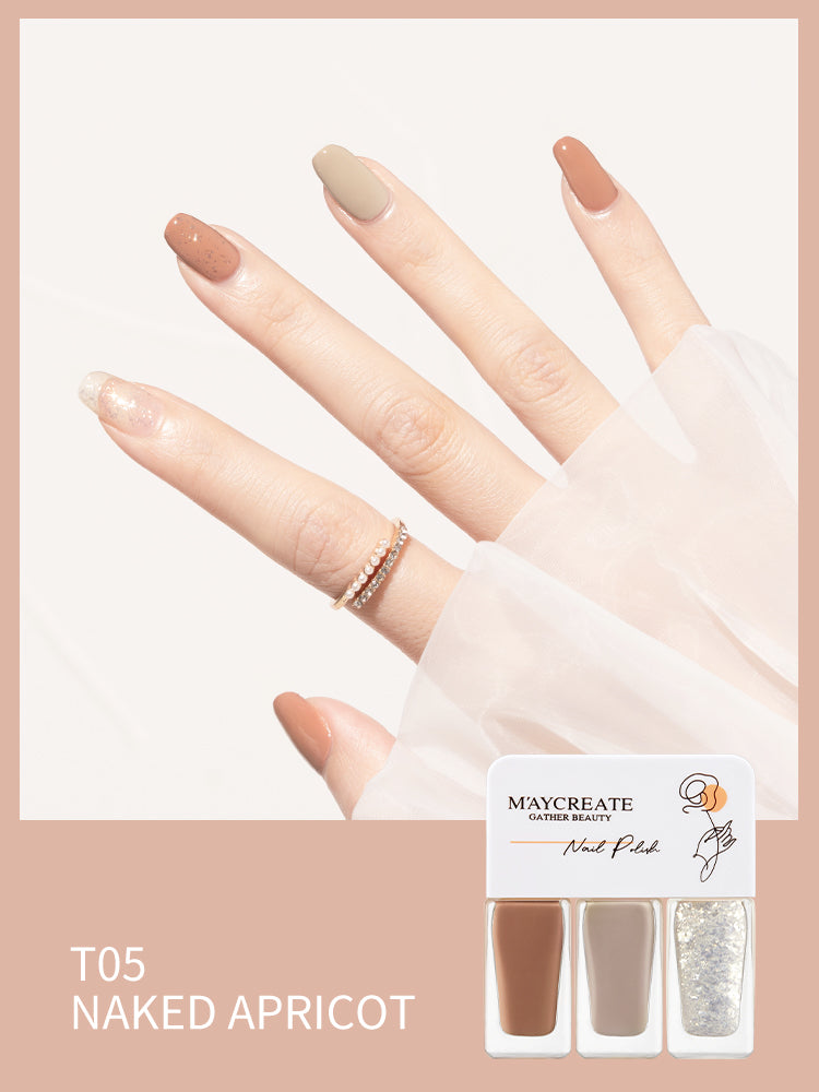 M’aycreate Nail Polish 3-Color Set - Naked Apricot