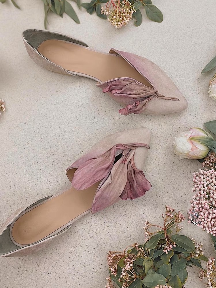 Pink Flower Petal Ballet Flats