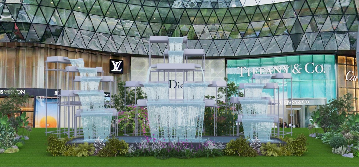 Spring Garden fountain light show at ION Orchard