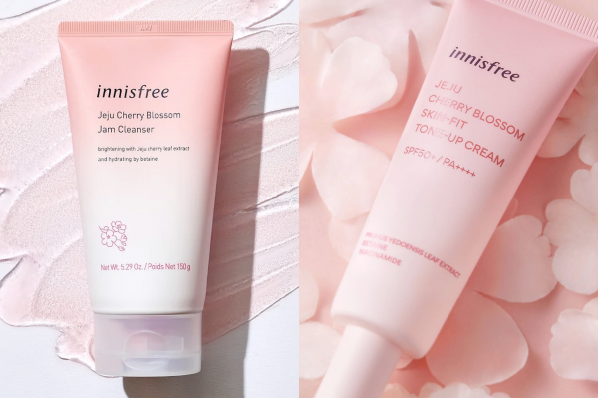 innisfree Jeju Cherry Blossom Jam Cleanser & Jeju Cherry Blossom Skin-Fit Tone-Up Cream