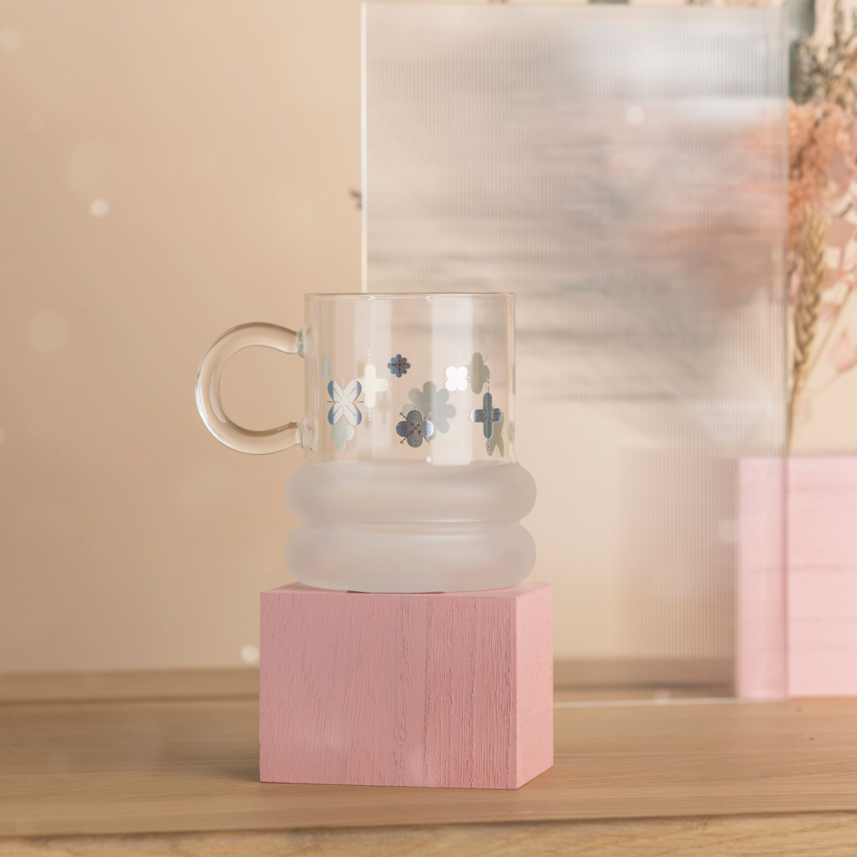 Starbucks Snowflakes And Frosted Tube Base Glass Cup - Winter Blossoms 2023 Singapore