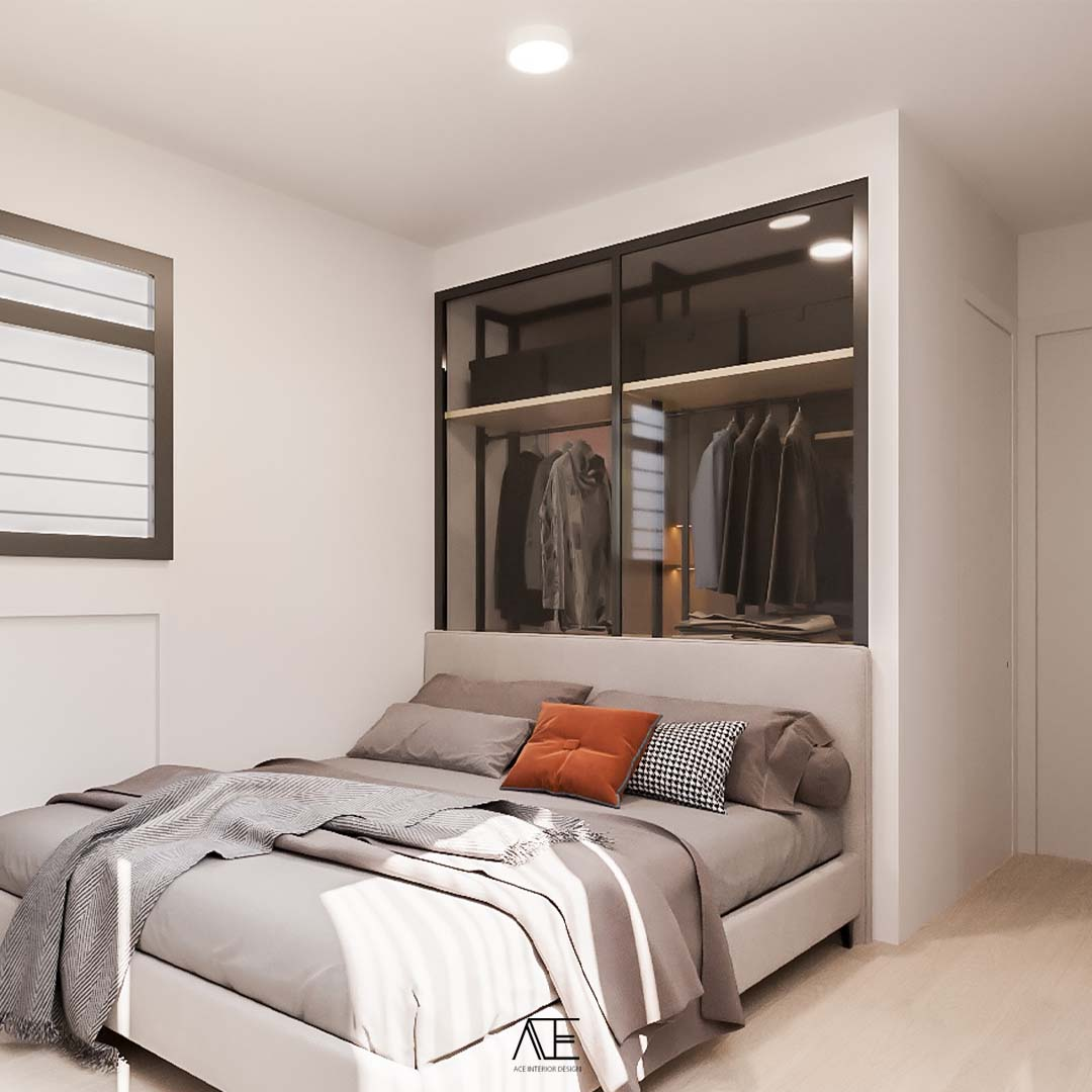 Singapore HDB bedroom with walk-in closet