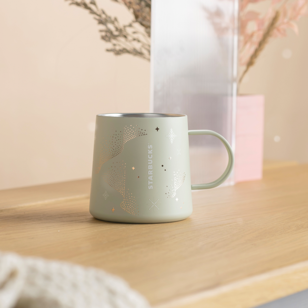 Starbucks Gray Green Snowflake Stainless Steel Mug - Winter Blossoms 2023 Singapore