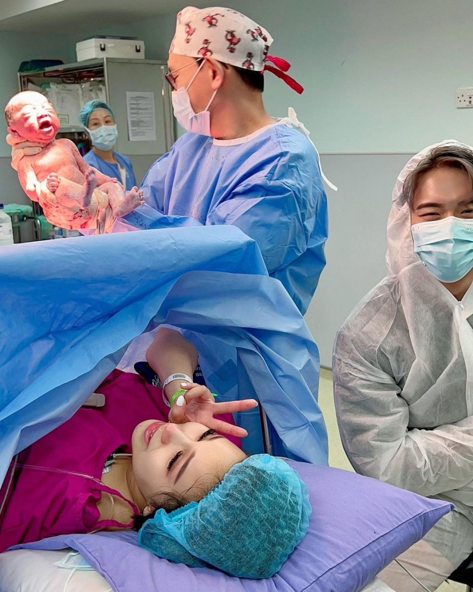 Titus Low with Cheryl Chin post-childbirth