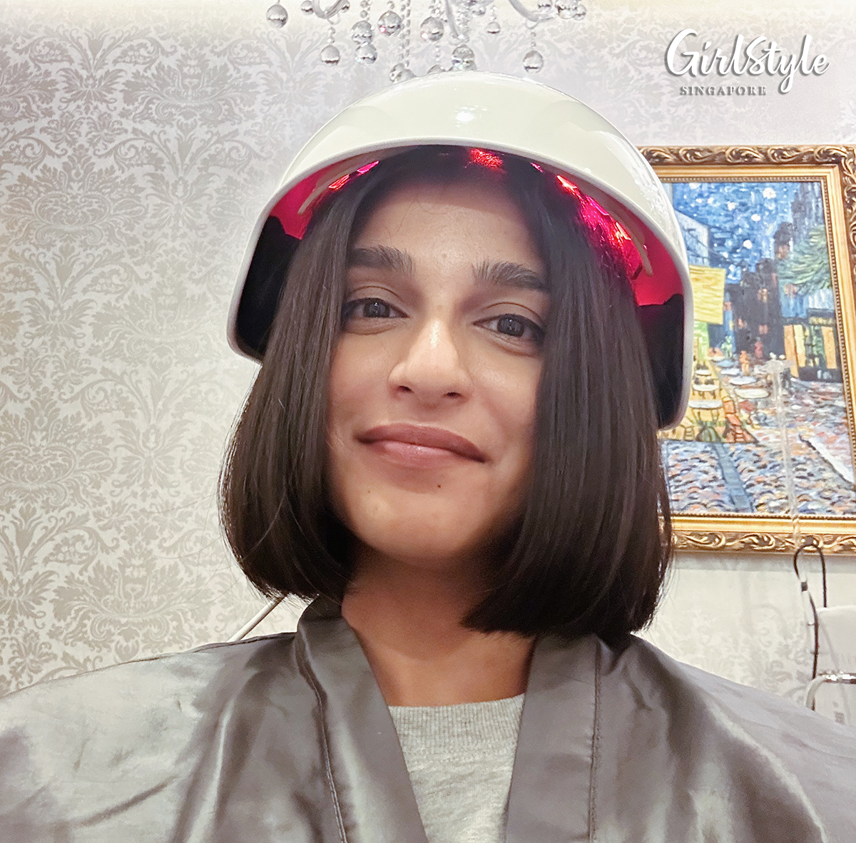 To cap things off, I wore an infrared therapy helmet named Hair Bang to detoxify my scalp and promote overall scalp health.