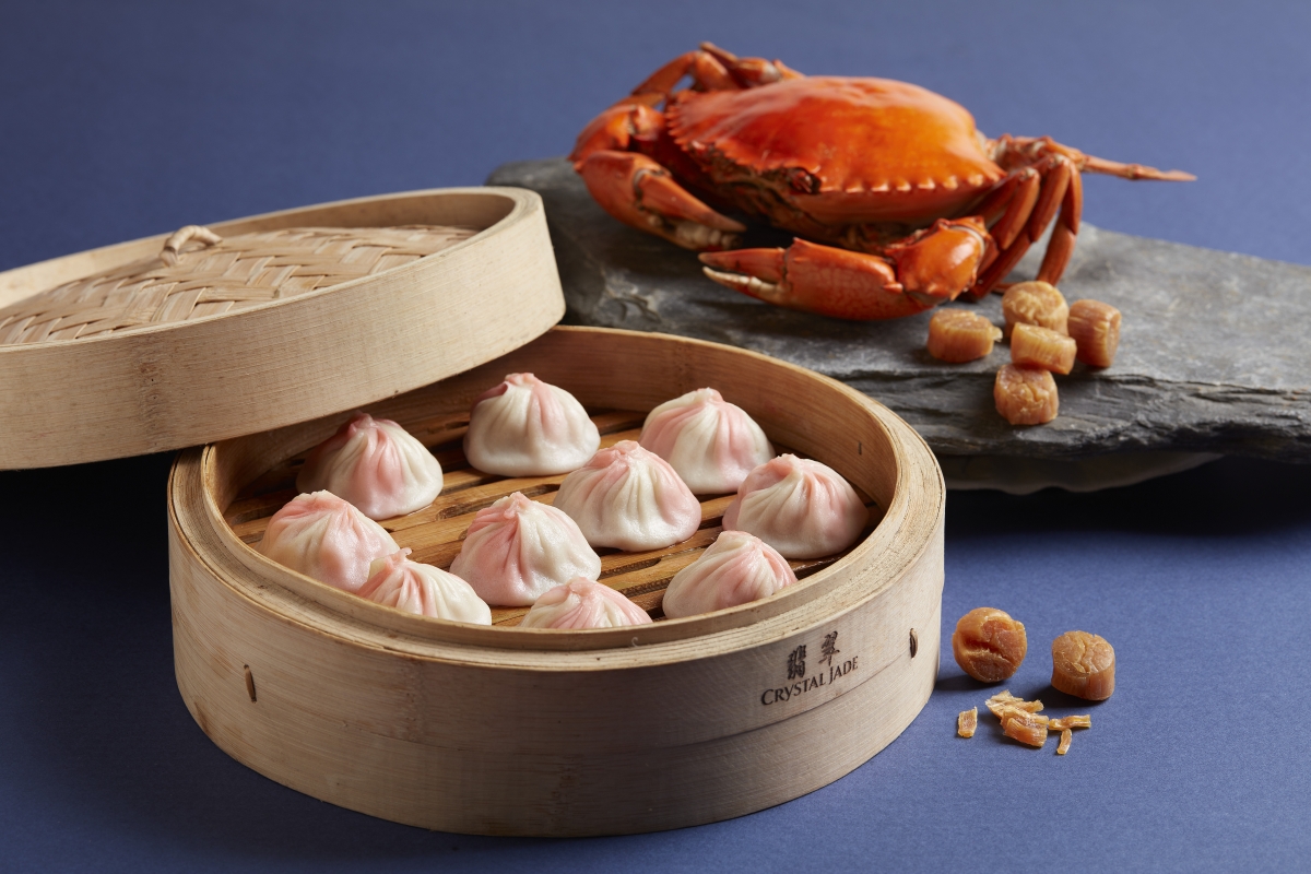  Steamed Crab Meat & Conpoy Xiao Long Bao 干贝蟹肉小笼包 from Crystal Jade La Mian Xiao Long Bao and Crystal Jade Jiang Nan.