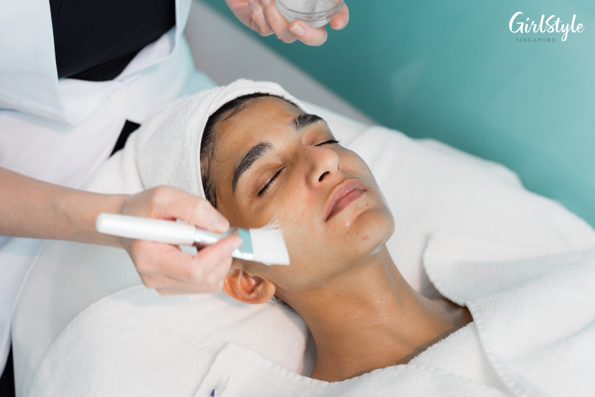 The skin softening mask is a crucial step that helps to soften dead skin cells, open up pores, and loosen any buildup of dirt for a deeper cleanse.