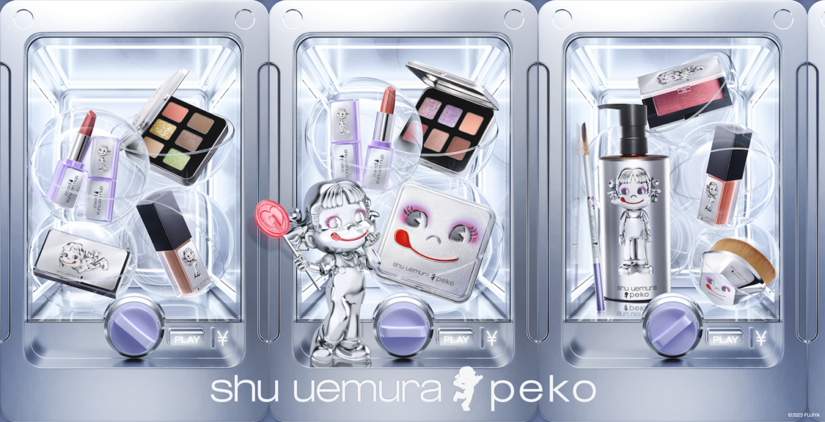 The shu uemura x peko collection launches islandwide in Singapore on 1 June 2023.
