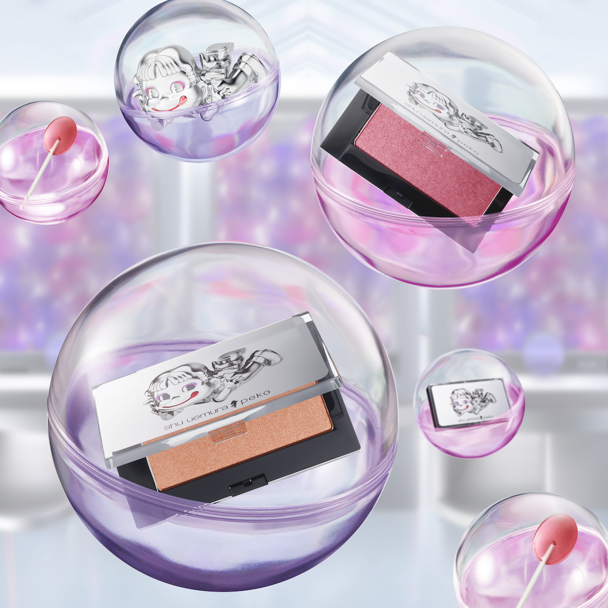 face colors in M Milky Caramel (bottom left) and P Strawberry Parfait (top right)