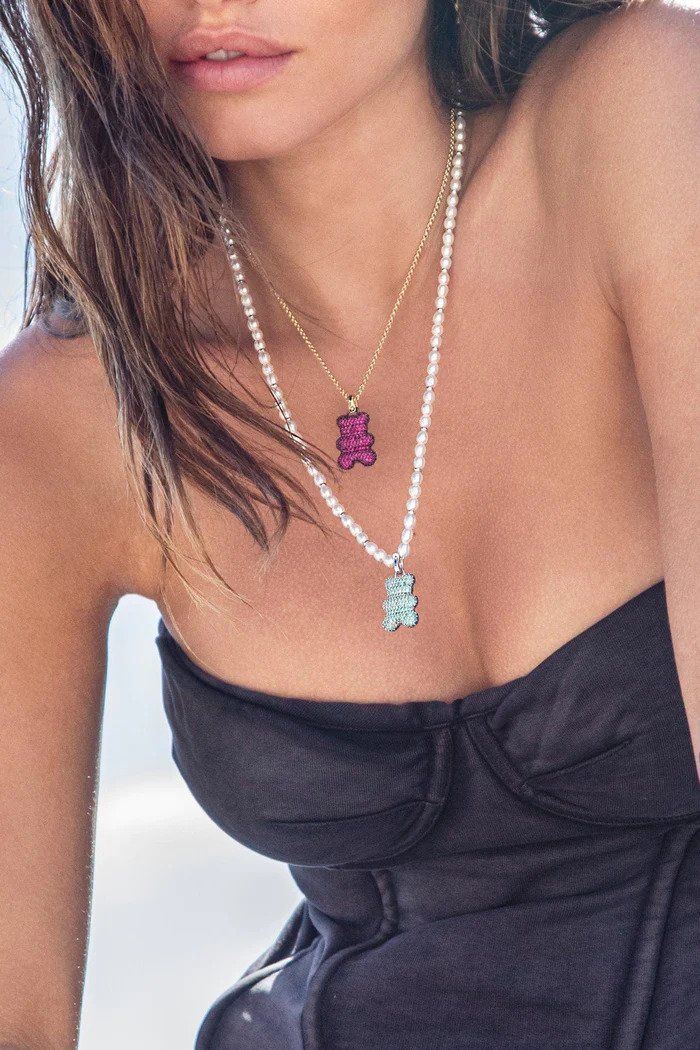 Captain Yummy Bear Necklace with Pearls