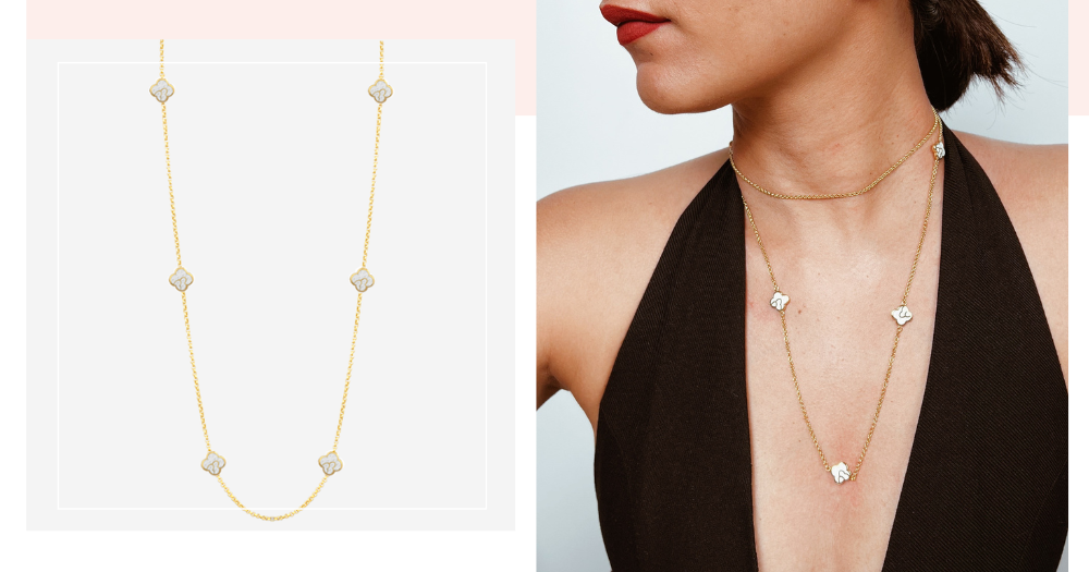 Anelise 6 Charms Necklace with White Enamel